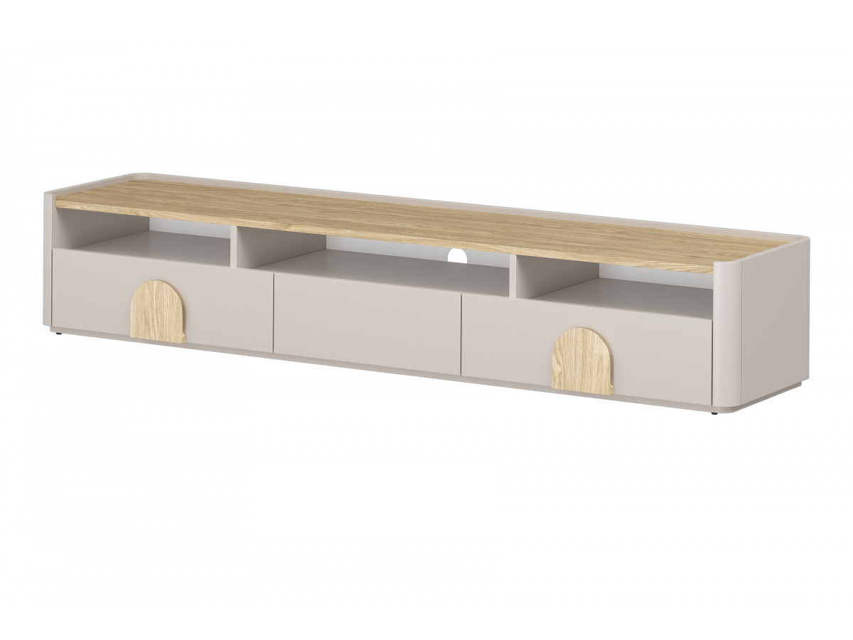 meuble tv 1 porte 2 tiroirs 200 cm enyra gekleurd beige