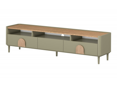 Meuble TV 1 porte 2 tiroirs 200 cm ENYRA pieds en bois massif
