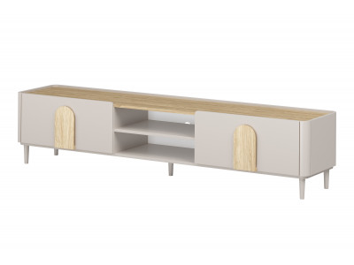 Meuble TV 1 porte 1 tiroir 220 cm ENYRA pieds en bois massif