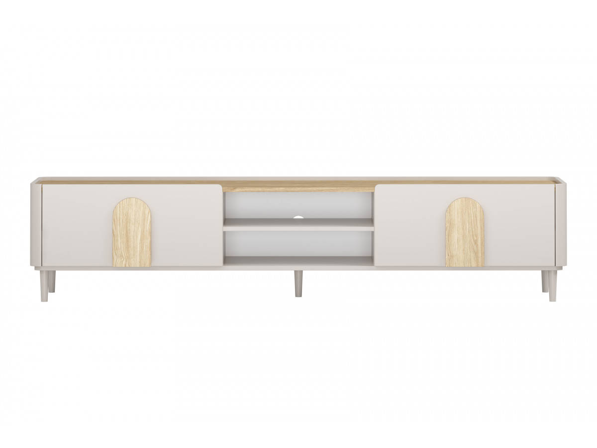 Meuble TV 1 porte 1 tiroir 220 cm ENYRA pieds en bois massif