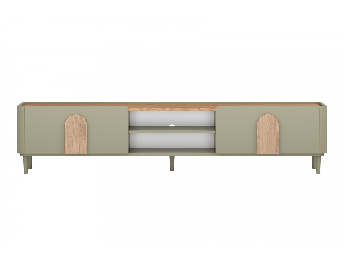 Meuble TV 1 porte 1 tiroir 220 cm ENYRA pieds en bois massif