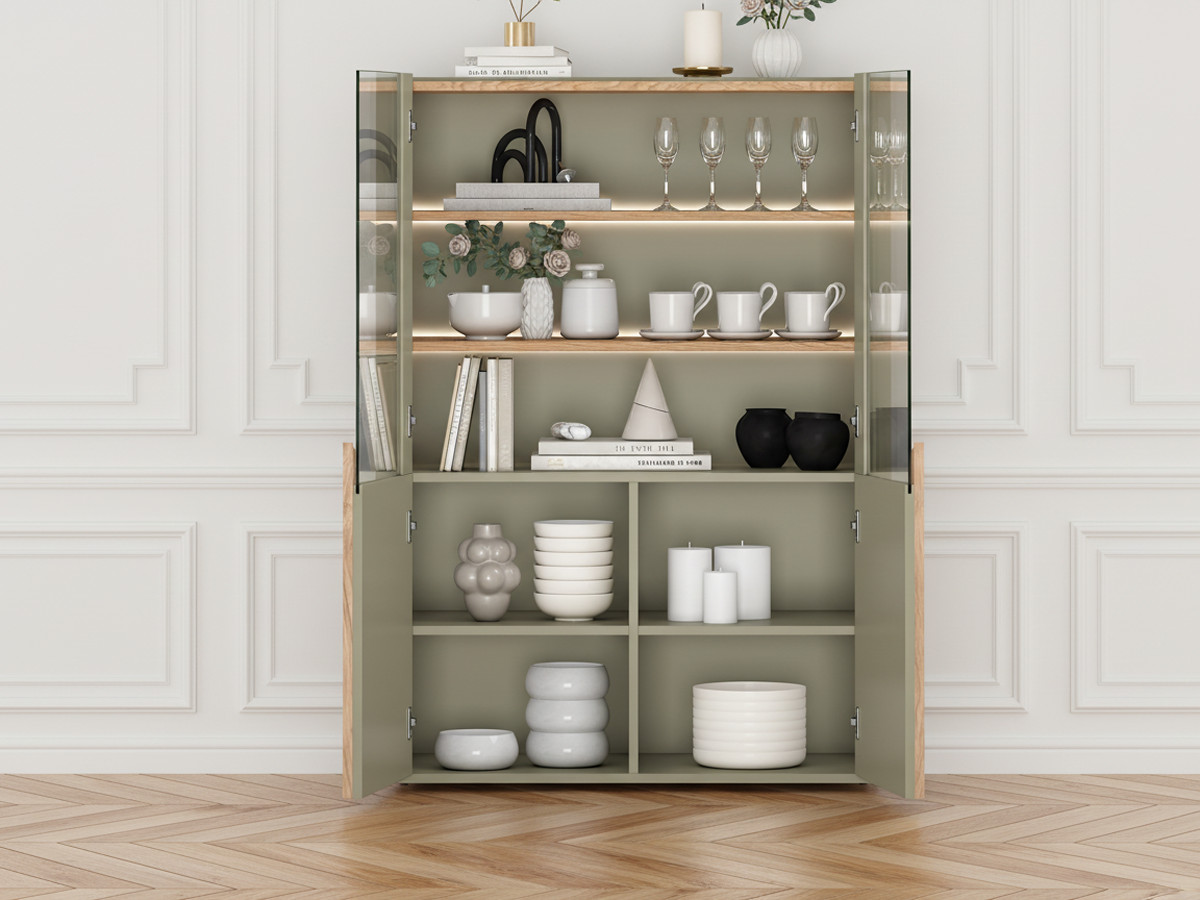 Meuble vitrine 2 portes H. 138 cm ENYRA vert — vue 5