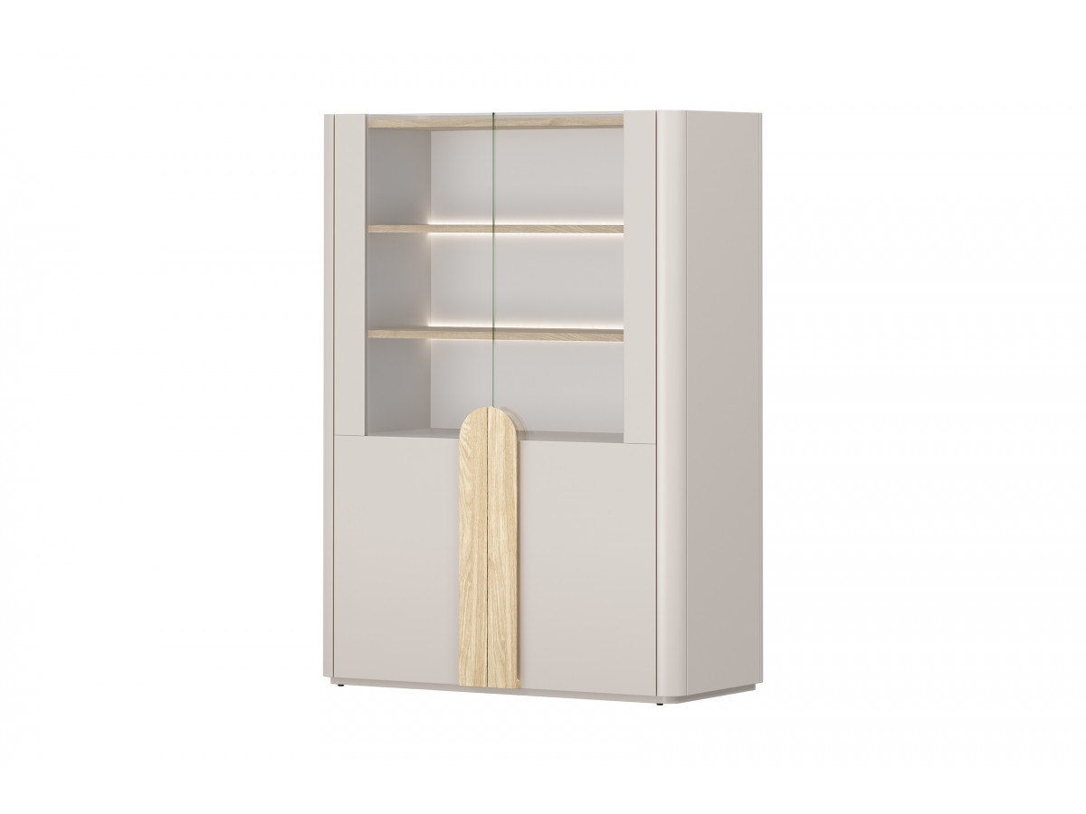 meuble vitrine 2 portes h. 138 cm enyra gekleurd beige