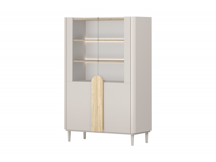 Meuble vitrine 2 portes H. 150 cm ENYRA pieds en bois massif