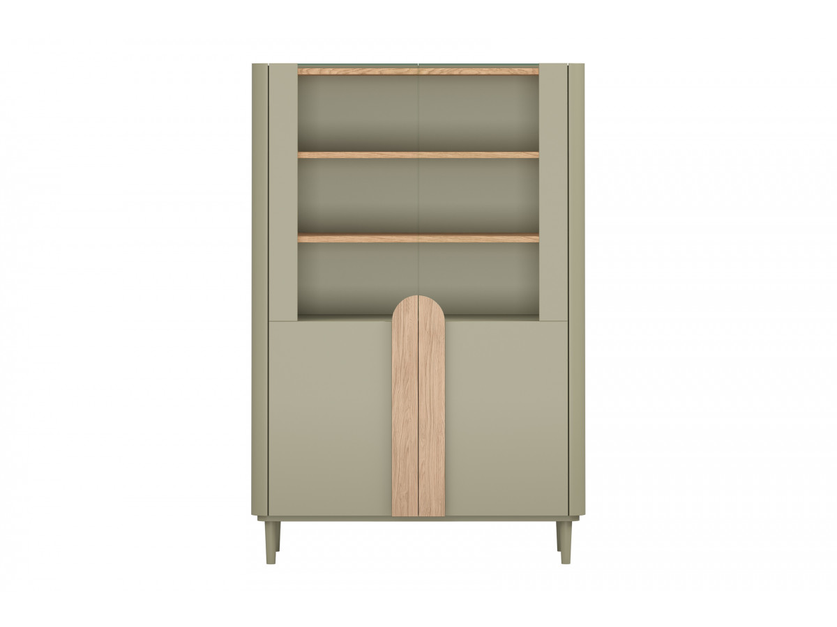 Meuble vitrine 2 portes H. 150 cm ENYRA pieds en bois massif vert — vue 6