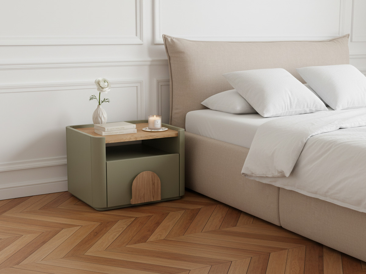 Table de chevet 1 tiroir ENYRA vert — vue 4