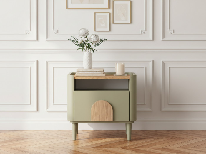 Table de chevet 1 tiroir ENYRA pieds bois massif