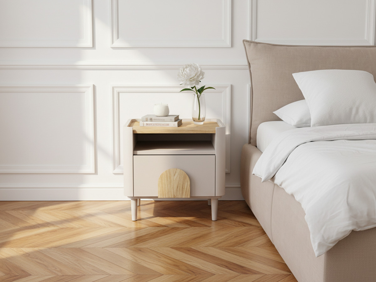 Table de chevet 1 tiroir ENYRA pieds bois massif