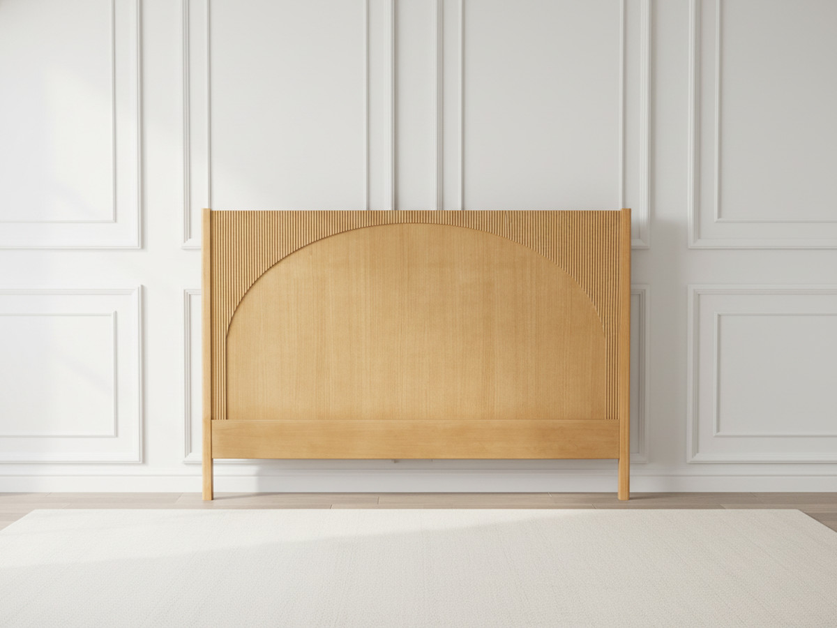 Tête de lit 165cm LOLA motif arrondi et placage frêne massif