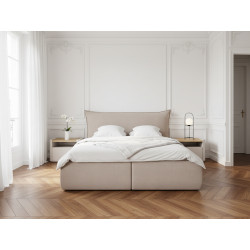 Lit coffre JADE 180x200 avec tête de lit effet oreiller dans une chambre japandi
