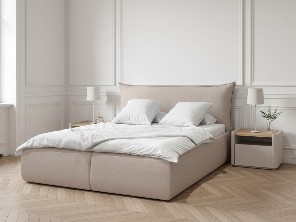 Lit coffre JADE avec tête de lit effet oreiller | BOBOCHIC