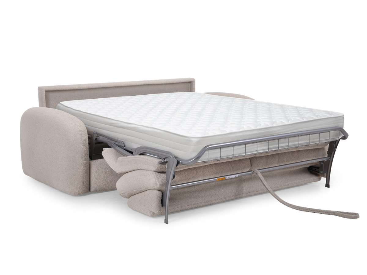 Canapé droit convertible KENAN ouverture express tissu bouclette