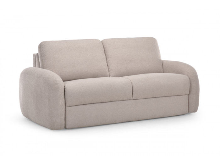 Canapé droit convertible MIKI ouverture express tissu bouclette