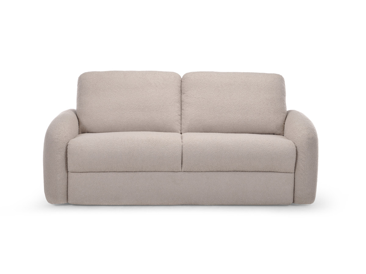 Canapé droit convertible KENAN ouverture express tissu bouclette