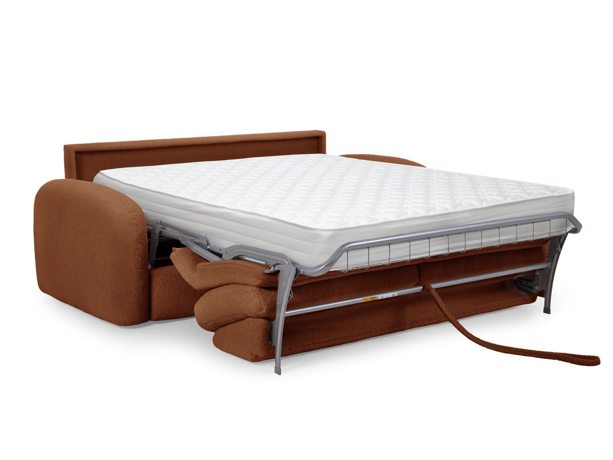 Canapé droit convertible KENAN ouverture express tissu bouclette