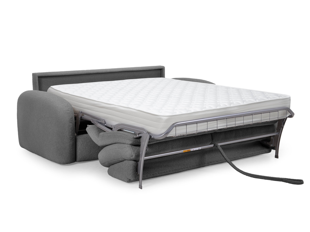 Canapé droit convertible KENAN ouverture express tissu bouclette