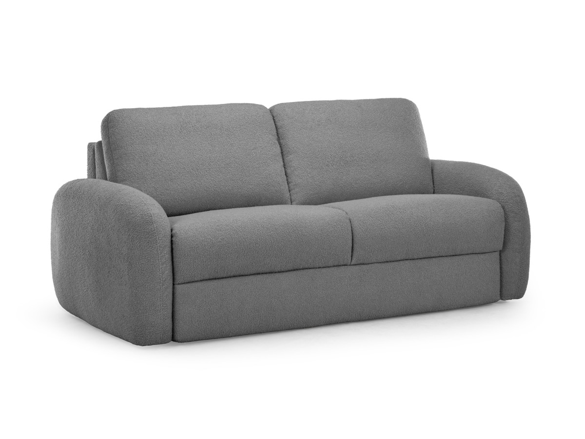 Canapé droit convertible KENAN ouverture express tissu bouclette