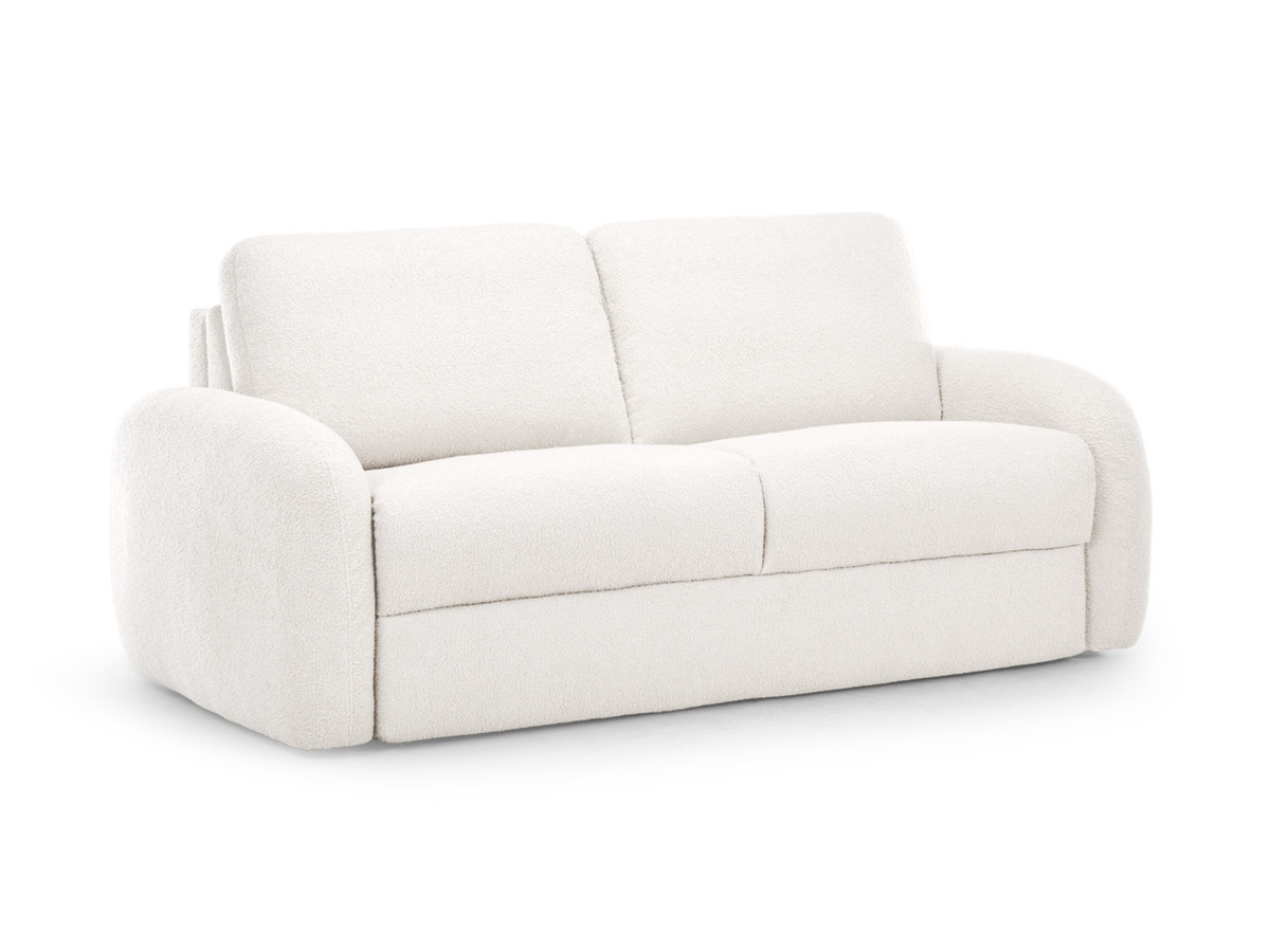 Canapé droit convertible KENAN ouverture express tissu bouclette