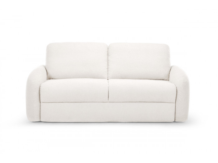 Canapé droit convertible KENAN ouverture express tissu bouclette