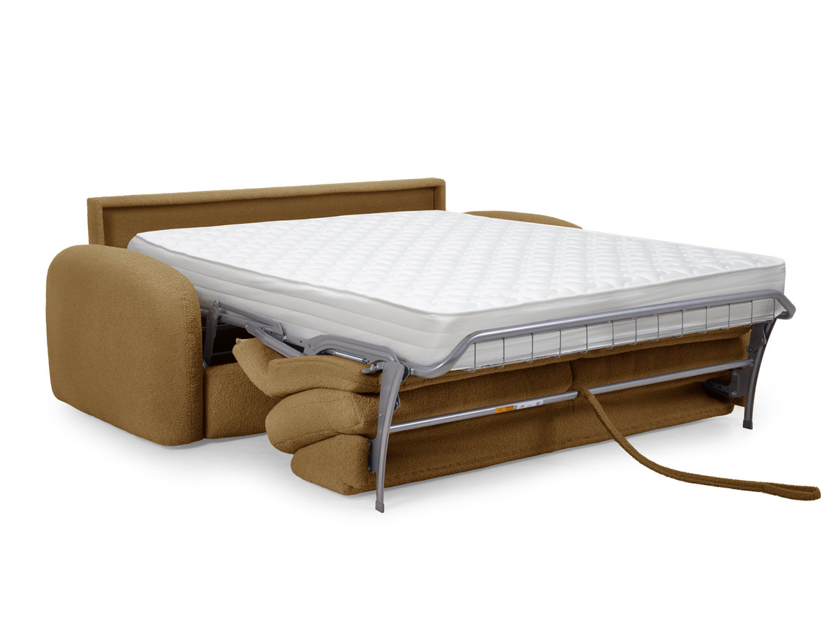 Canapé droit convertible KENAN ouverture express tissu bouclette