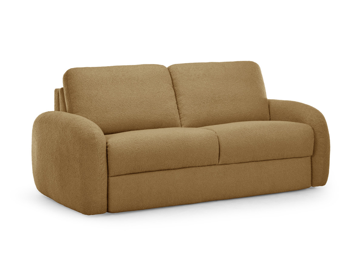 Canapé droit convertible KENAN ouverture express tissu bouclette