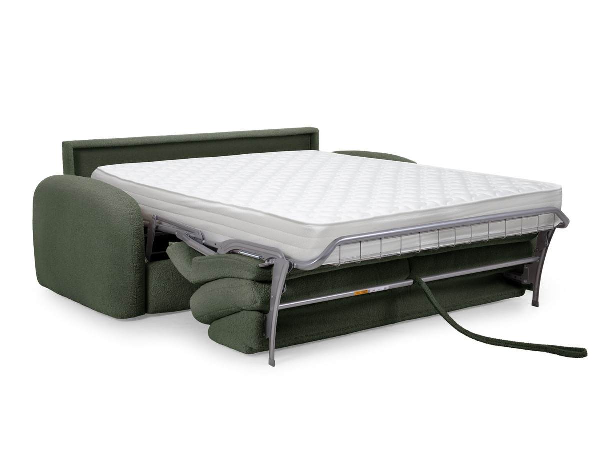 Canapé droit convertible KENAN ouverture express tissu bouclette