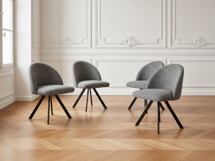 Lot de chaises LALIE tissu texturé et pieds étoile