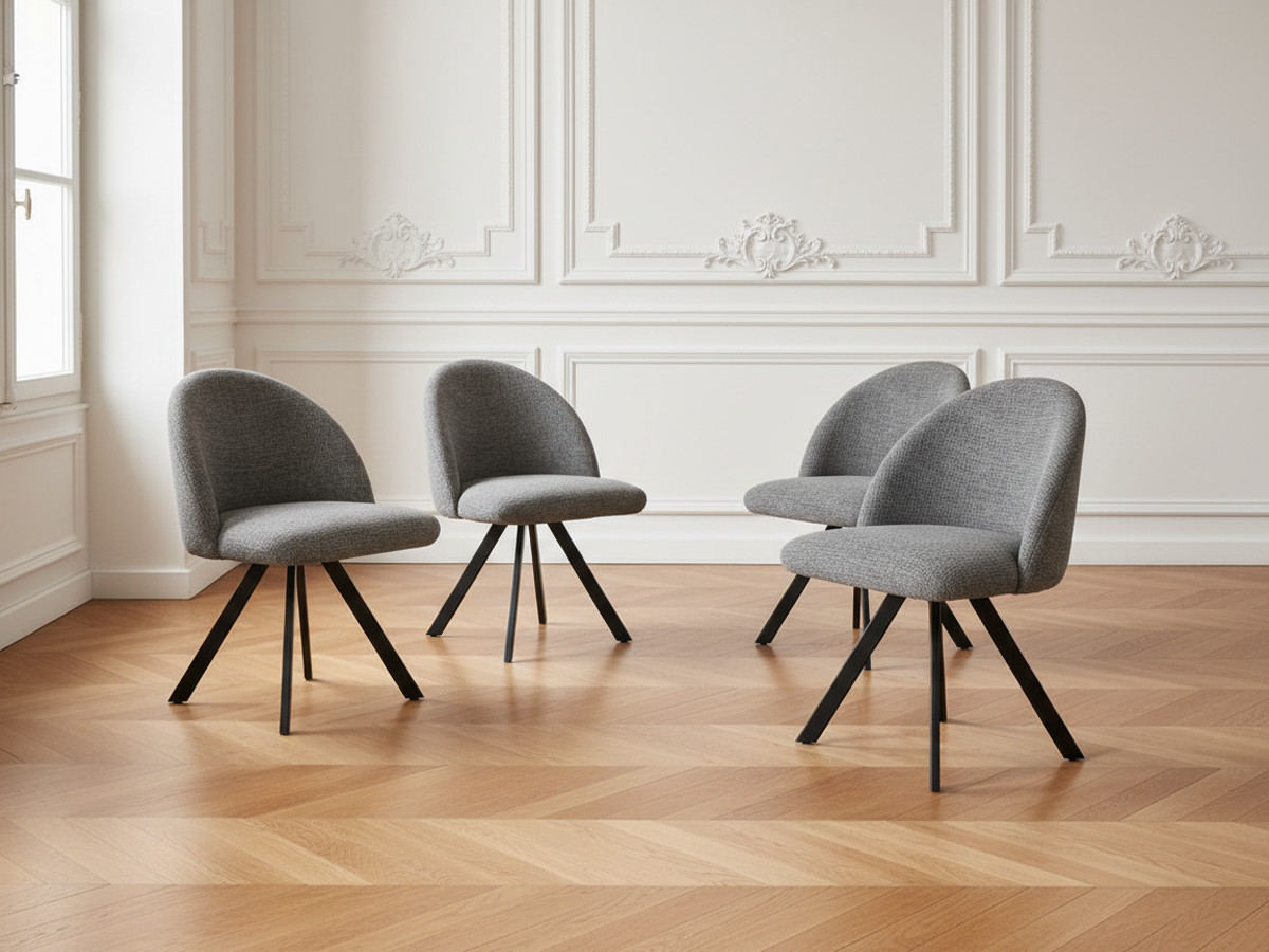 Lot de chaises LALIE tissu texturé et pieds étoile