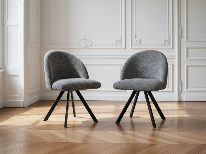 Chaise LALIE tissu texturé et pieds étoile