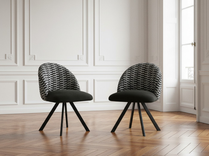 Lot de 2 chaises LALIE tissu chenille avec pieds étoile