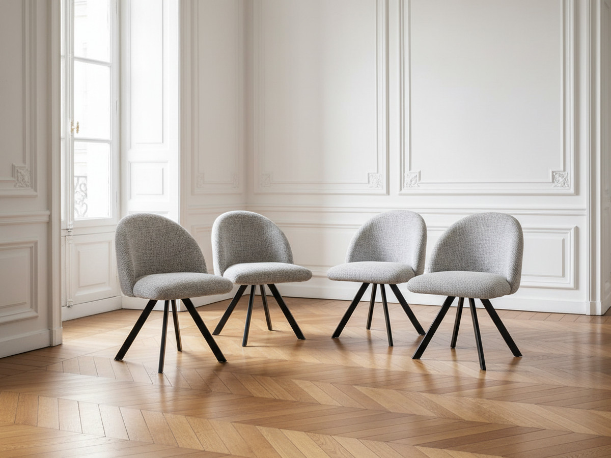 Lot de chaises LALIE tissu chiné et pieds étoile