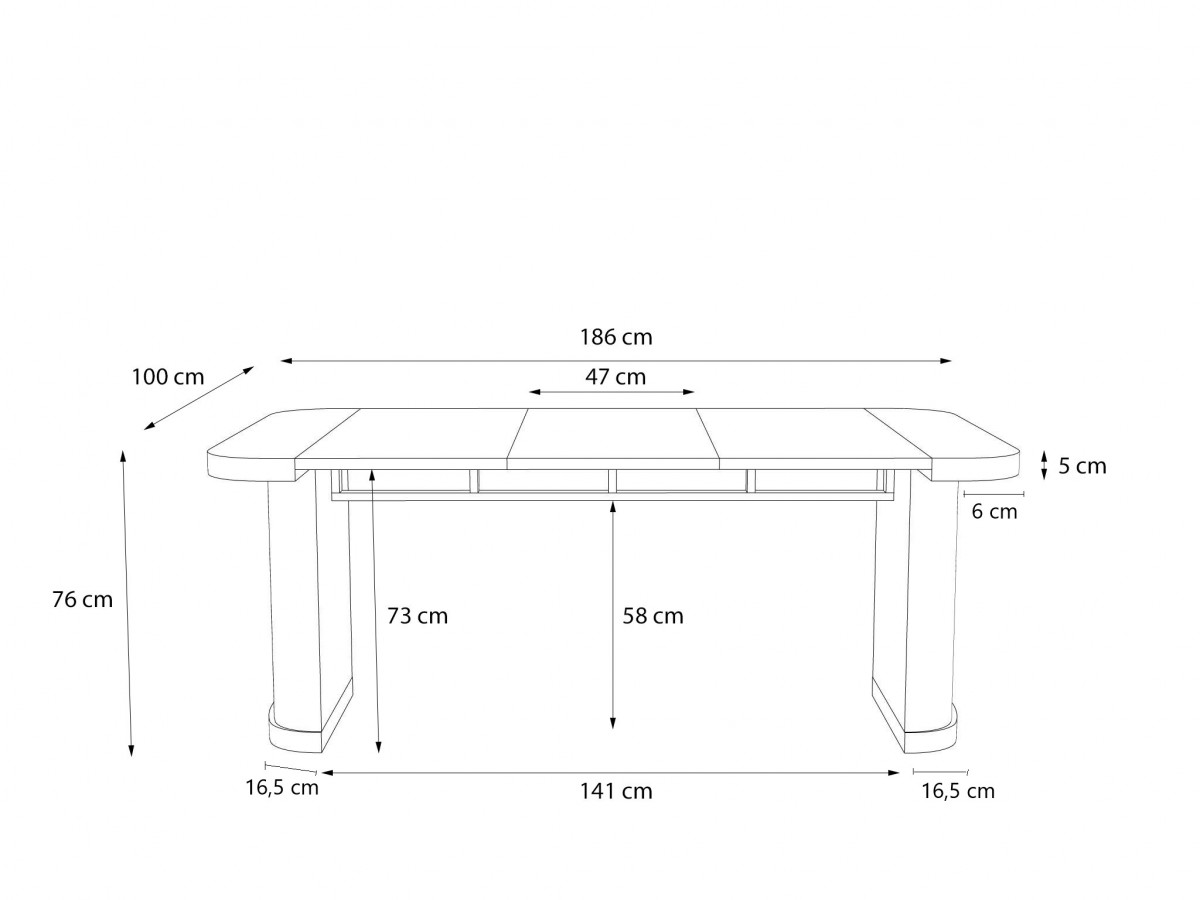 Uitschuifbare console 45 tot 187 cm CASSIS massief eiken fineer