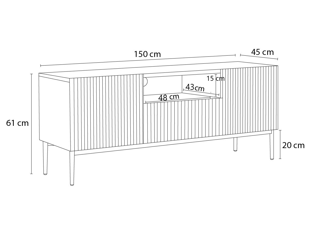 Meuble TV 150 cm avec niche KASHA Pieds or