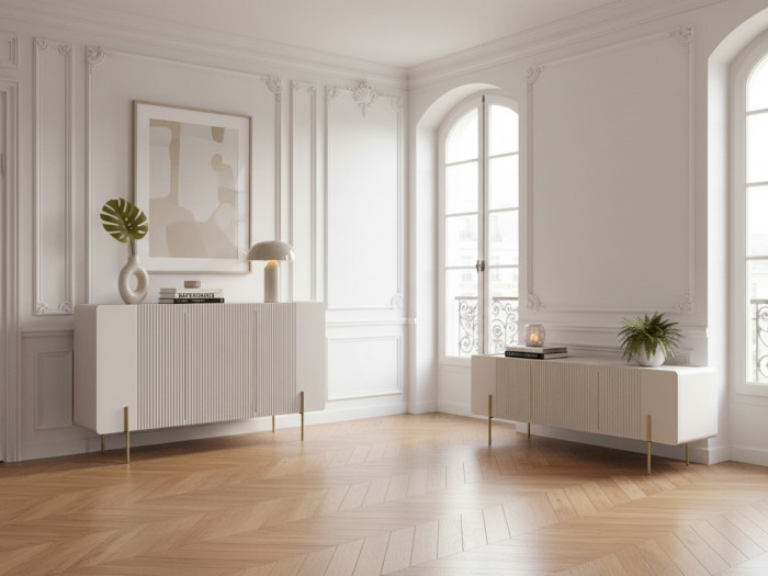 Buffet 3 portes 150 cm MATHILDE pieds or