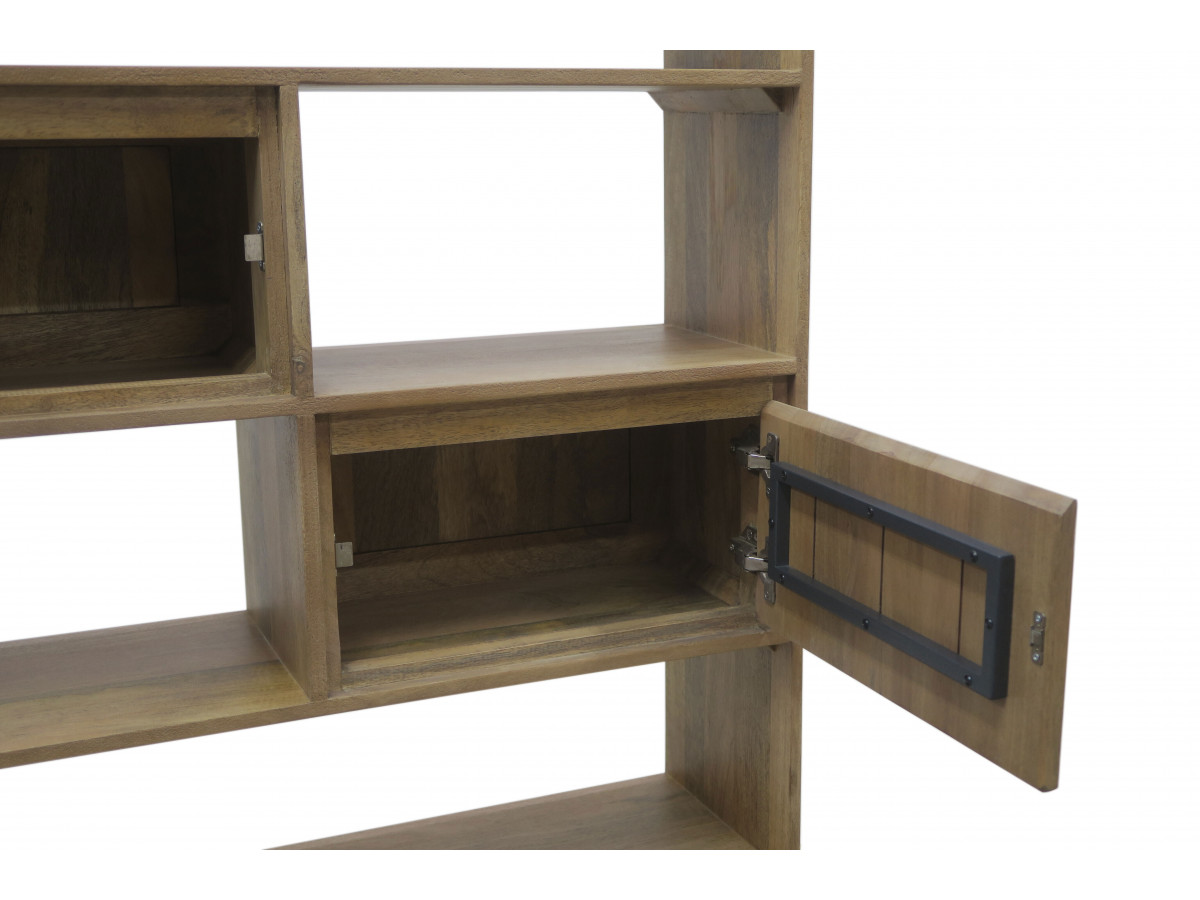 BERGERAC boekenkast, 190 cm hoog, massief mangohout