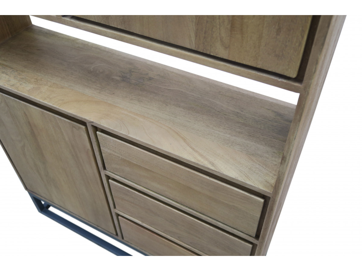 BERGERAC boekenkast, 190 cm hoog, massief mangohout