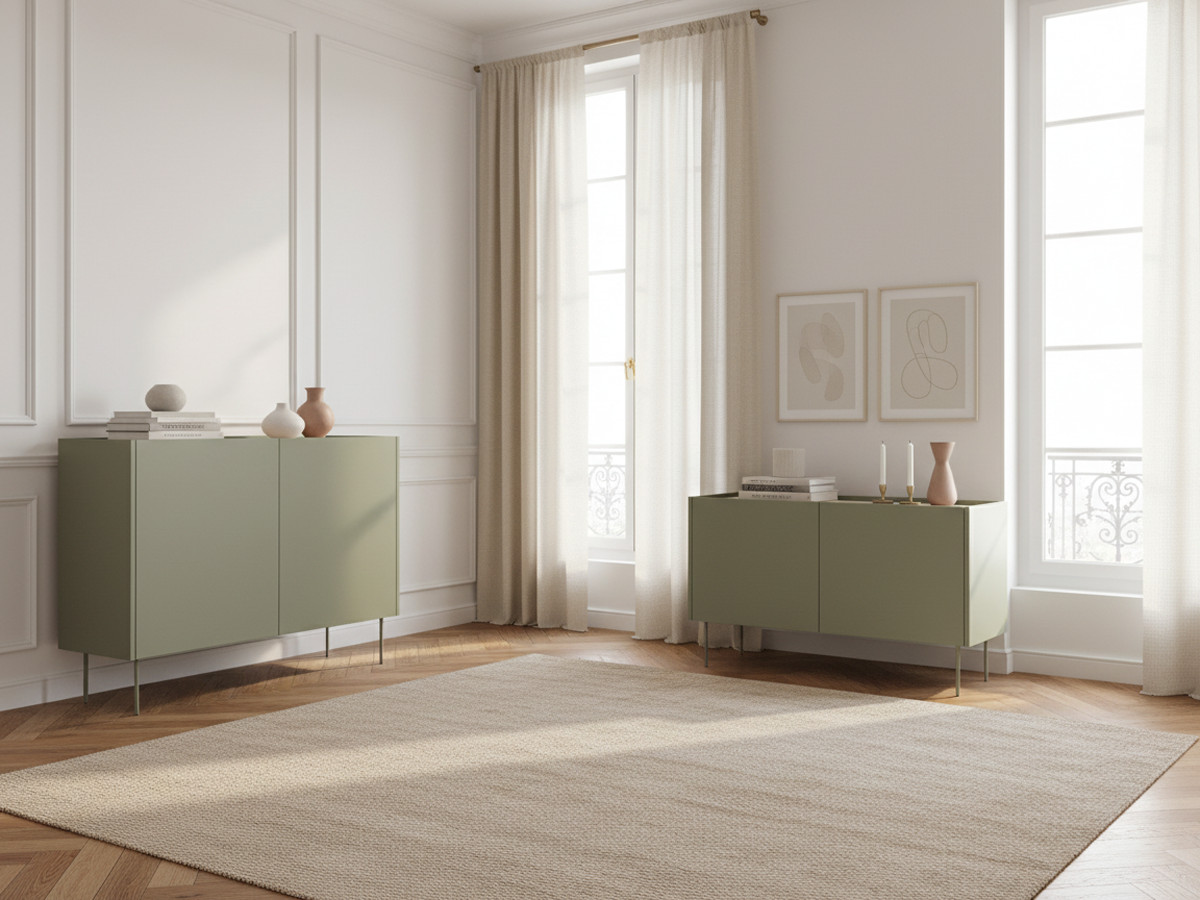Ensemble ATLAS avec buffet 120 cm + meuble TV 120 cm vert — vue 4