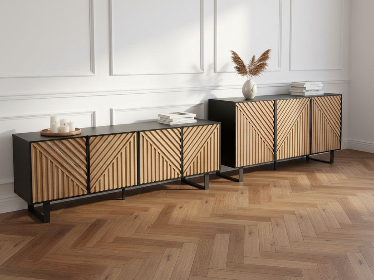 ALAIA set met 151 cm dressoir + 161 cm eikenhouten tv-meubel