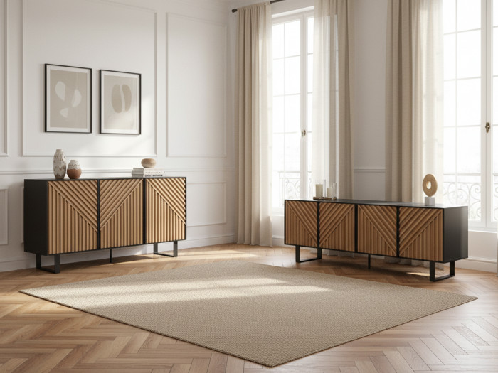 Buffet 3 portes 151 cm ALAIA effet chêne