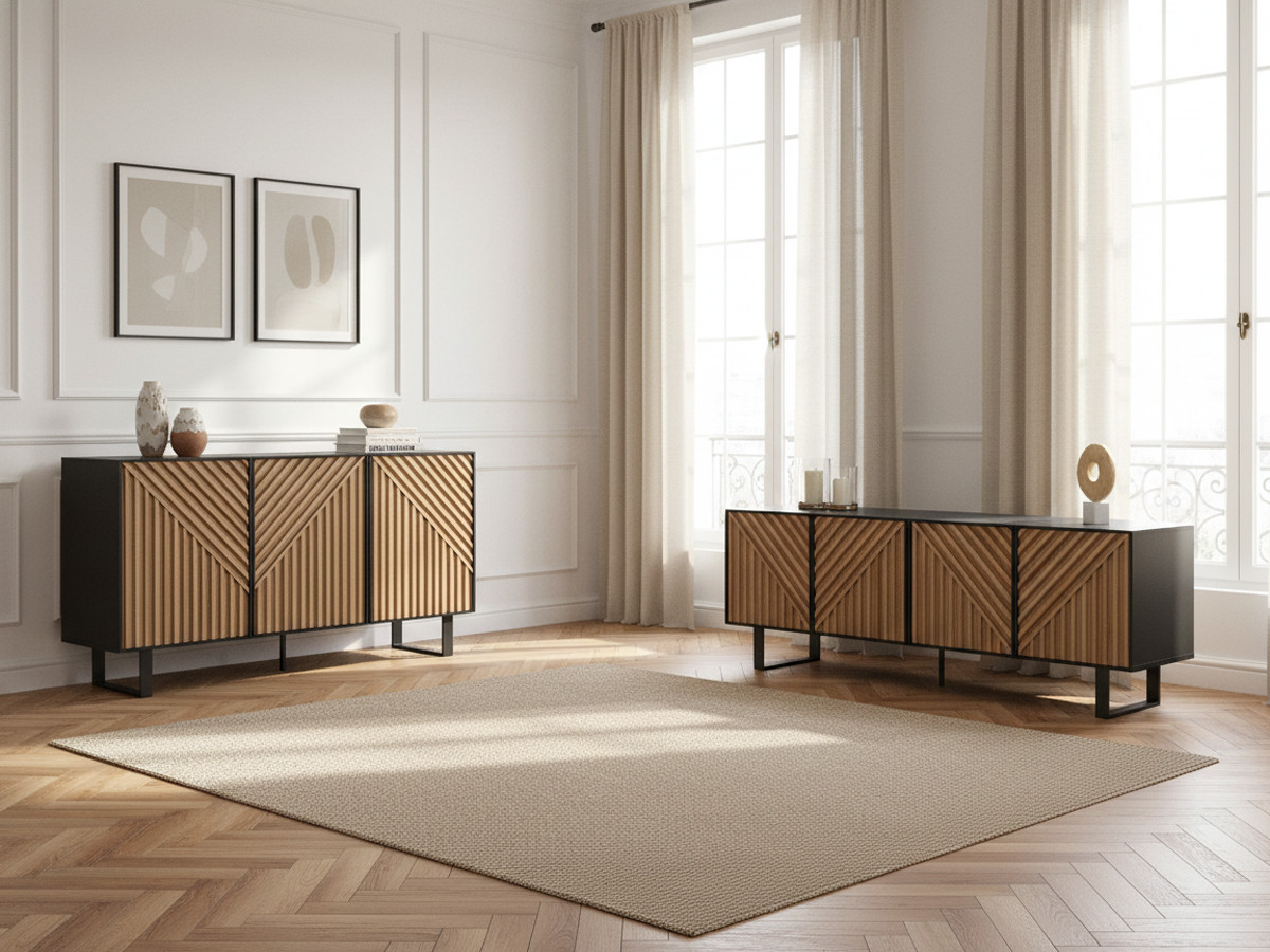 ALAIA set met 151 cm dressoir + 161 cm eikenhouten tv-meubel