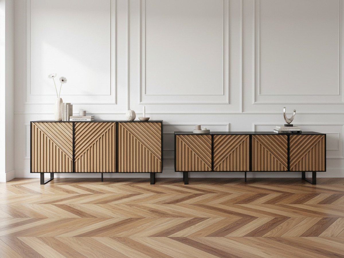 ALAIA set met 151 cm dressoir + 161 cm eikenhouten tv-meubel