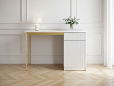 Bureau 1 porte et 1 tiroir KASHA pieds or