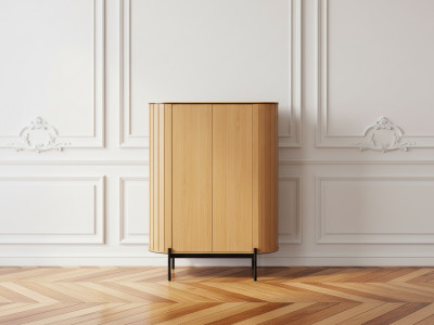 Buffet haut arrondi 2 portes 107 cm AMBOISE couleur chêne