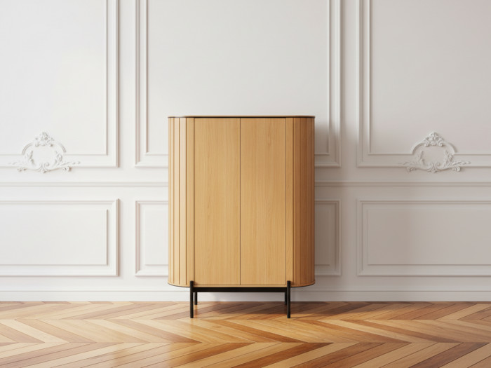 Buffet haut arrondi 2 portes 107 cm AMBOISE couleur chêne