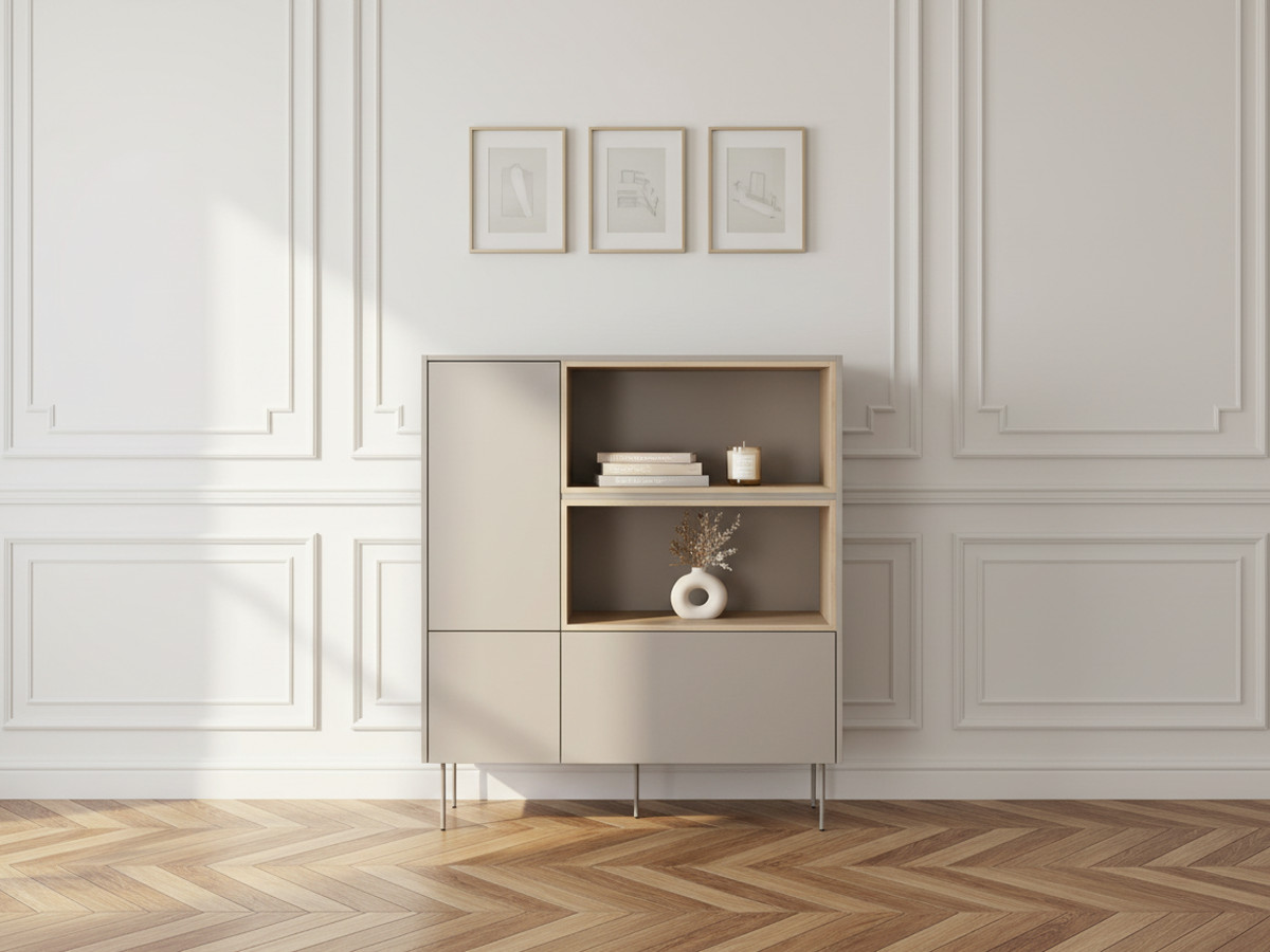 ATLAS 120 cm 2-deurs hoog dressoir met nissen