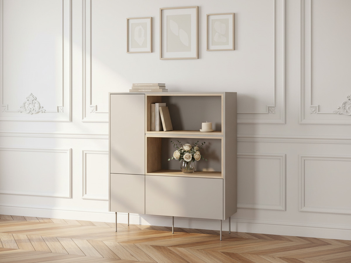 ATLAS 120 cm 2-deurs hoog dressoir met nissen