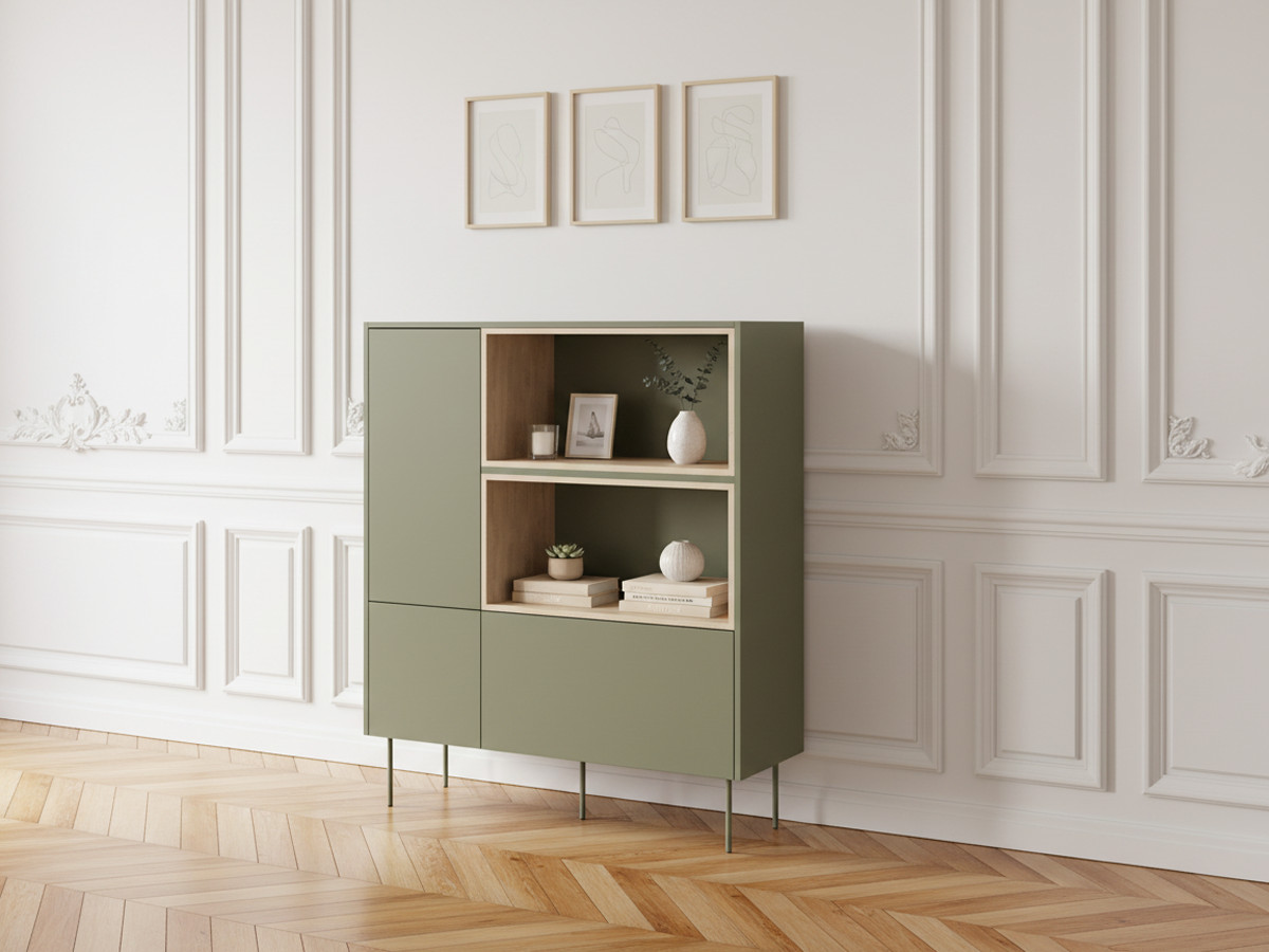 Buffet haut 2 portes 120 cm ATLAS avec niches vert — vue 4