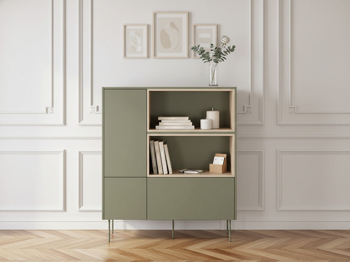 Buffet haut 2 portes 120 cm ATLAS avec niches vert