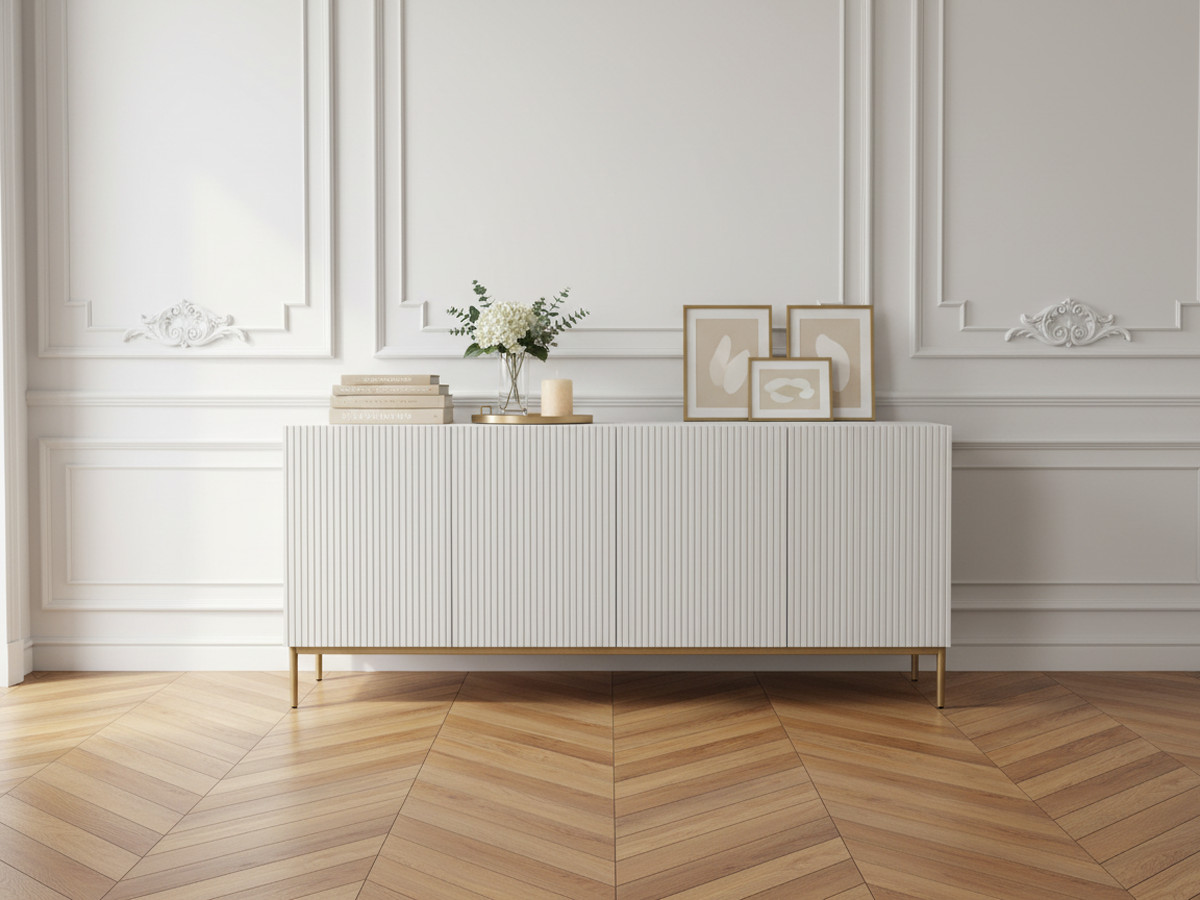 Buffet 4 portes 200 cm KASHA pieds or