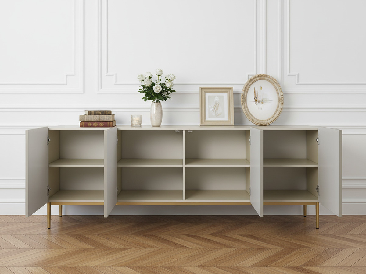 Buffet 4 portes 200 cm KASHA Pieds or beige — vue 6